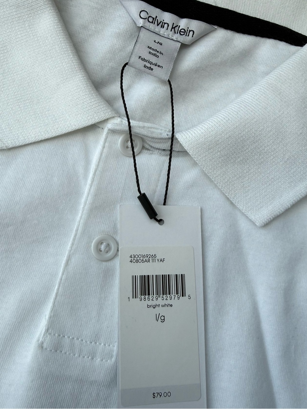 Calvin Klein - (White) Men’s Polo - Size L - New W/Tags
